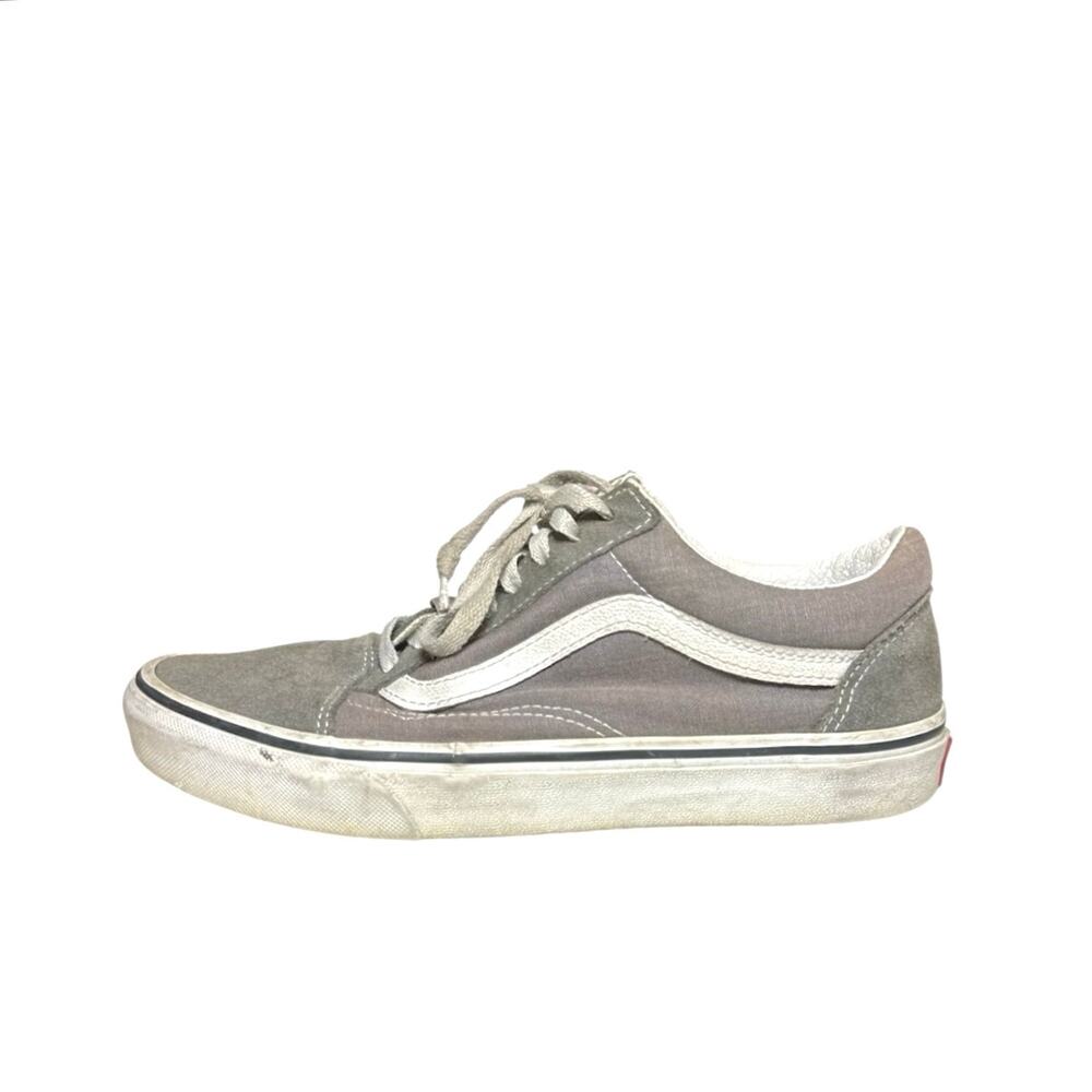 VANS Old Skool Womens Gray White Suede Lace Up Low Top Sneakers Shoes Sz M7 W8.5